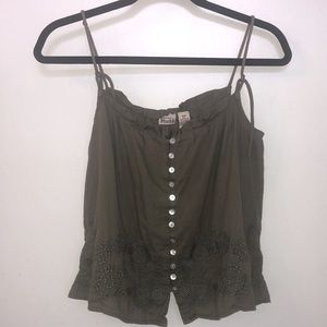 Cotton spaghetti strap green top